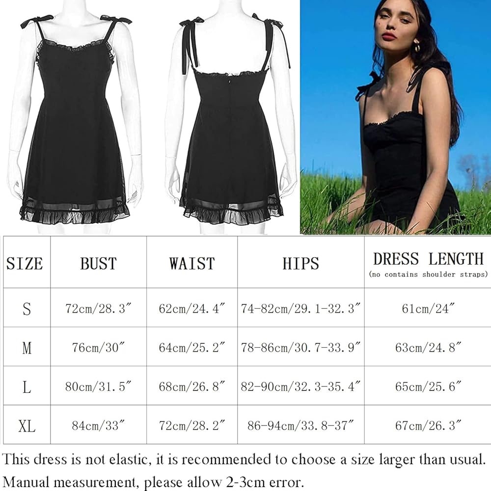 Sweet Black Summer Mini Dresses Spaghetti Strap Sleeveless dress - Picture 6 of 7